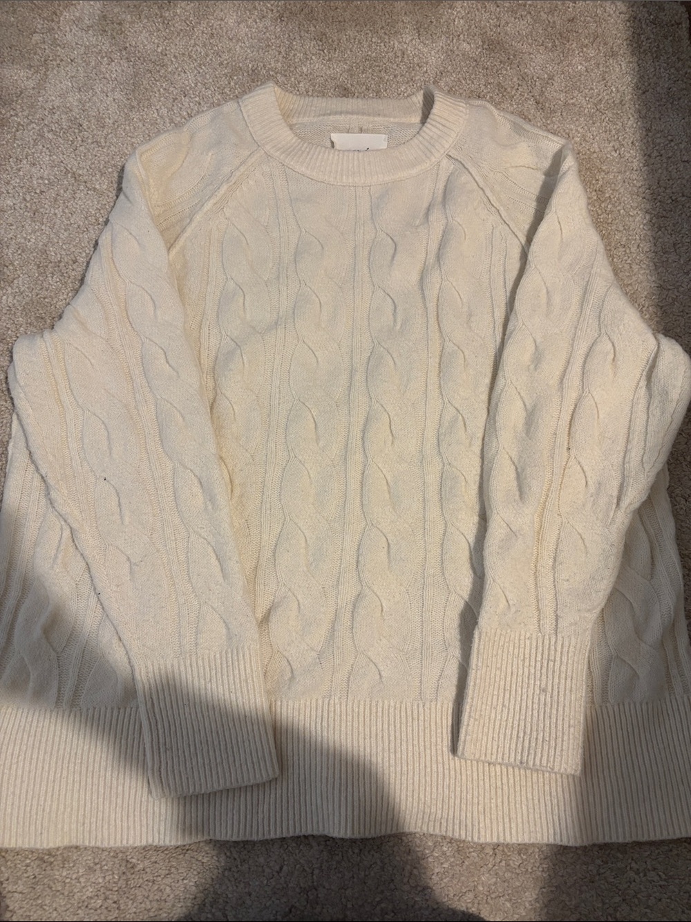aerie Cream Cable-Knit Crewneck Sweater